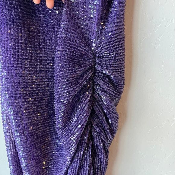 Gauge81 Dress Perry Purple Ruched Sequined Sleeveless Mini Party Dress Size S - Picture 4 of 8